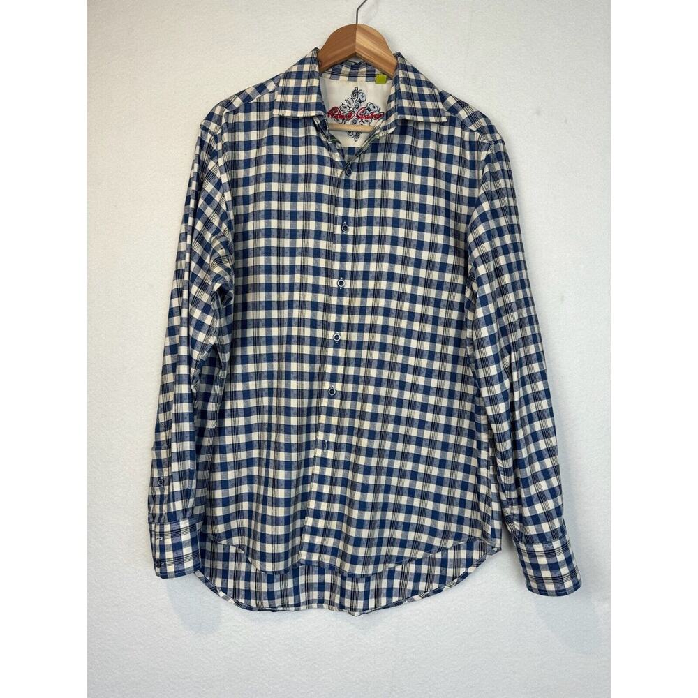 Robert Graham Shirt Men's M Buffalo Check Button Up Flip Cuff Classic Fit